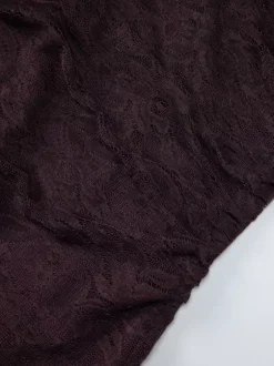 Robe mini dos nu en dentelle froncée marron foncé pour femme style décontracté audacieux