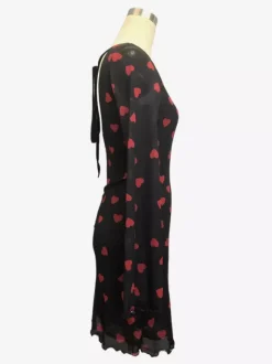 Robe mini dos nu à imprimé c艙ur et manches longues pour femme 2026