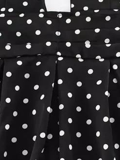 Robe mini dos nu à pois vintage pour femme - Robe d'été noire rétro à découpe en forme de goutte et col croisé - Idéale pour une soirée entre filles en 2026