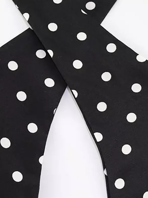 Robe mini dos nu à pois vintage pour femme - Robe d'été noire rétro à découpe en forme de goutte et col croisé - Idéale pour une soirée entre filles en 2026