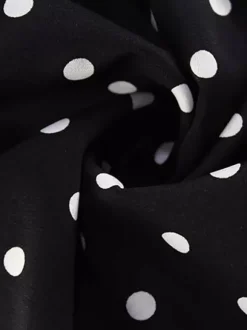 Robe mini dos nu à pois vintage pour femme - Robe d'été noire rétro à découpe en forme de goutte et col croisé - Idéale pour une soirée entre filles en 2026