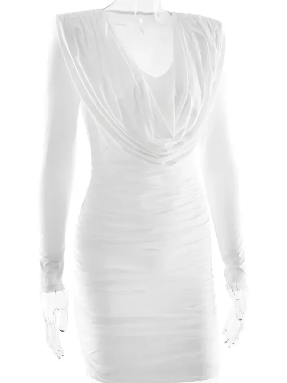 Robe mini froncée moderne à décolleté en V profond pour femme 2026