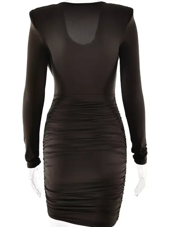 Robe mini froncée moderne à décolleté en V profond pour femme 2026
