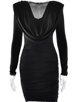 Robe mini froncée moderne à décolleté en V profond pour femme 2026