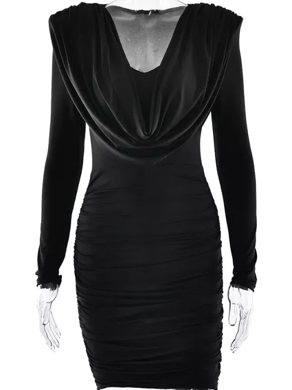 Robe mini froncée moderne à décolleté en V profond pour femme 2026