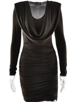 Robe mini froncée moderne à décolleté en V profond pour femme 2026