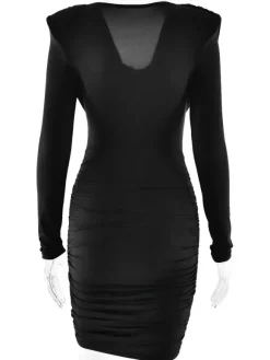 Robe mini froncée moderne à décolleté en V profond pour femme 2026