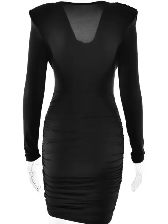 Robe mini froncée moderne à décolleté en V profond pour femme 2026