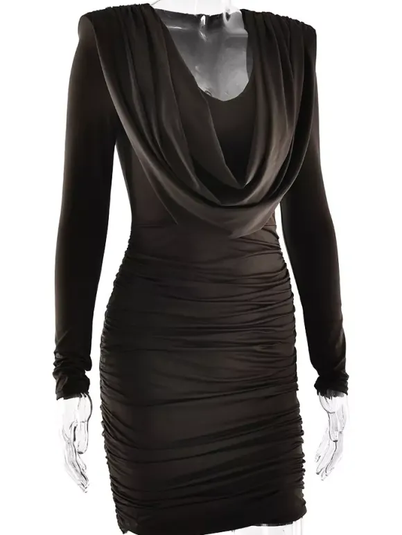Robe mini froncée moderne à décolleté en V profond pour femme 2026