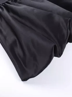 Robe mini à manches en résille pour femme - Noir élégant col montant bouffant style patineuse - Soirée cocktail printemps-été 2026