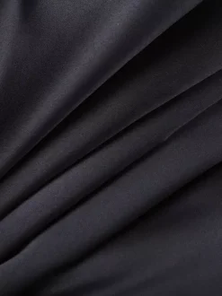 Robe mini à manches en résille pour femme - Noir élégant col montant bouffant style patineuse - Soirée cocktail printemps-été 2026