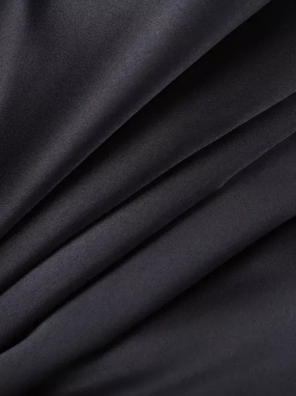 Robe mini à manches en résille pour femme - Noir élégant col montant bouffant style patineuse - Soirée cocktail printemps-été 2026