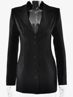 Robe mini moulante à épaules rembourrées et fronces style blazer moderne collection femme 2026