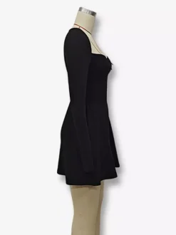 Robe mini sexy à manches longues et coupe trapèze pour femme 2026