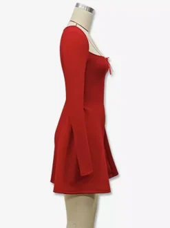 Robe mini sexy à manches longues et coupe trapèze pour femme 2026