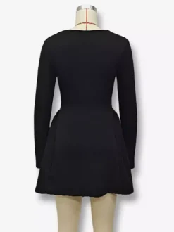 Robe mini sexy à manches longues et coupe trapèze pour femme 2026