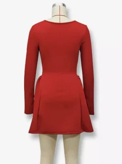 Robe mini sexy à manches longues et coupe trapèze pour femme 2026