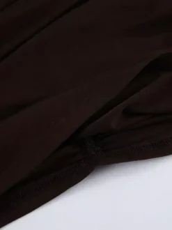 Robe moulante chic couleur café pour femme - Coupe mini à manches longues et fronces sexy - Tenue minimaliste pour le printemps 2026
