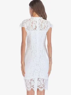 Robe moulante en dentelle pour anniversaire sans manches décolleté conçu robe fourreau mi-longue robe crayon décontractée 2026