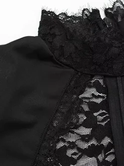 Robe moulante en dentelle transparente ajourée pour femme - Robe fourreau mini froncée style gothique chic noir - Idéale pour une soirée d'été 2026