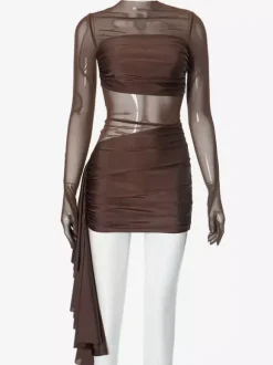 Robe moulante gantée Mini robe de club sexy en maille pour femmes 2026