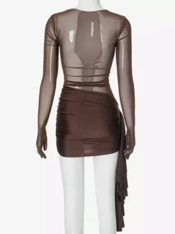 Robe moulante gantée Mini robe de club sexy en maille pour femmes 2026