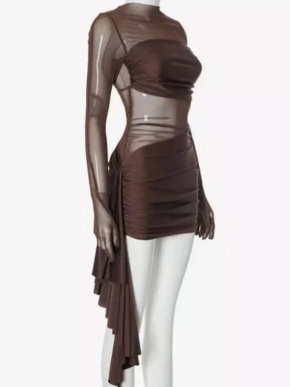 Robe moulante gantée Mini robe de club sexy en maille pour femmes 2026