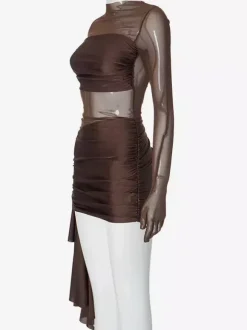 Robe moulante gantée Mini robe de club sexy en maille pour femmes 2026