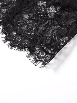 Robe nuisette à bordure en dentelle pour femme - Mini-robe d'été noire côtelée sans manches - Idéale pour les soirées d'été 2026