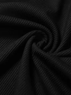Robe nuisette à bordure en dentelle pour femme - Mini-robe d'été noire côtelée sans manches - Idéale pour les soirées d'été 2026
