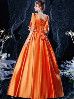 Robe Opéra Rococo victorien rétro Costume robe Orange rouge dentelle Cosplay Costume carnaval