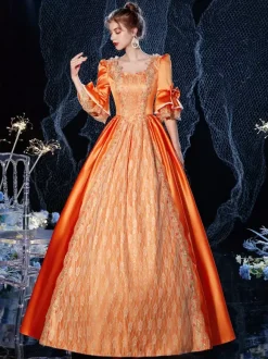 Robe Opéra Rococo victorien rétro Costume robe Orange rouge dentelle Cosplay Costume carnaval