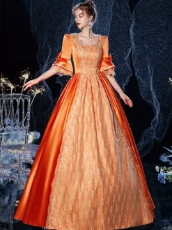 Robe Opéra Rococo victorien rétro Costume robe Orange rouge dentelle Cosplay Costume carnaval