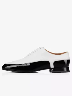 Robe Oxfords pour hommes chaussures en cuir verni blanc et noir pour bal de fin d'année mariage