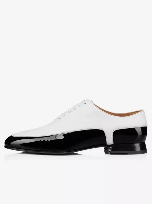 Robe Oxfords pour hommes chaussures en cuir verni blanc et noir pour bal de fin d'année mariage