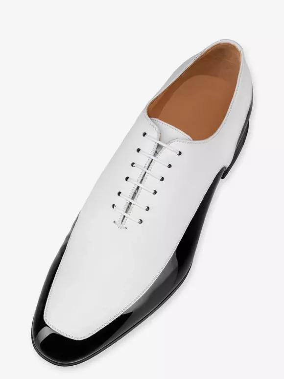 Robe Oxfords pour hommes chaussures en cuir verni blanc et noir pour bal de fin d'année mariage