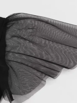 Robe patineuse trapèze à encolure ajourée et patchwork en résille pour femme 2026