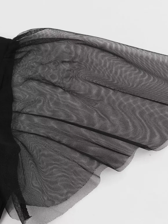 Robe patineuse trapèze à encolure ajourée et patchwork en résille pour femme 2026
