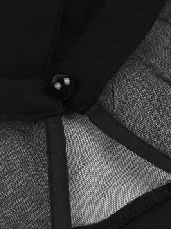 Robe patineuse trapèze à encolure ajourée et patchwork en résille pour femme 2026