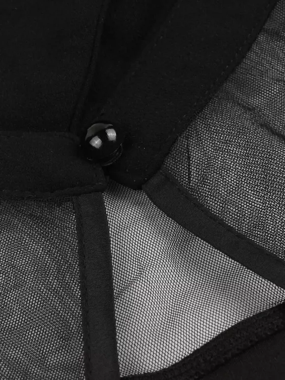 Robe patineuse trapèze à encolure ajourée et patchwork en résille pour femme 2026