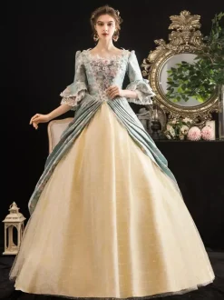 Robe Robe Rococo Rétro  Robe Victorienne Femmes Imprimé Floral Robe Marie Antoinette Costume Mascarade Robe De Bal Robe Déguisements Halloween Carnaval