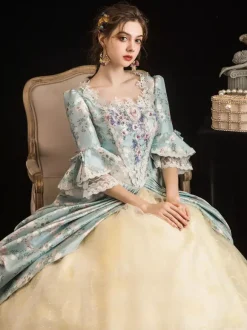 Robe Robe Rococo Rétro  Robe Victorienne Femmes Imprimé Floral Robe Marie Antoinette Costume Mascarade Robe De Bal Robe Déguisements Halloween Carnaval