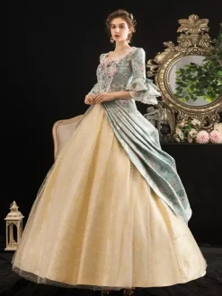 Robe Robe Rococo Rétro  Robe Victorienne Femmes Imprimé Floral Robe Marie Antoinette Costume Mascarade Robe De Bal Robe Déguisements Halloween Carnaval