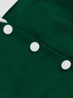 Robe rétro swing à manches courtes et col à revers contrastant pour femme 2026