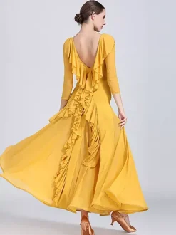 Robes de danse de salon pour femmes robes d'entraînement de valse tango flamenco élastiques