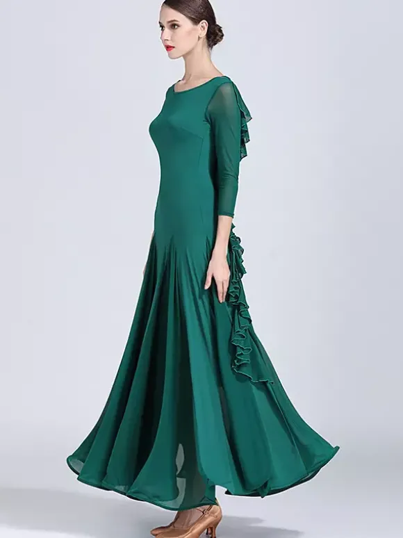Robes de danse de salon pour femmes robes d'entraînement de valse tango flamenco élastiques