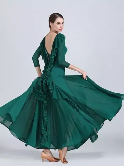 Robes de danse de salon pour femmes robes d'entraînement de valse tango flamenco élastiques