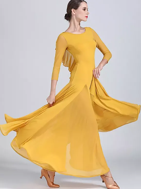 Robes de danse de salon pour femmes robes d'entraînement de valse tango flamenco élastiques