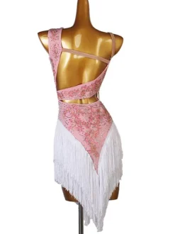 Robes de danse latine Costume de danse Lycra Spandex pour femme rose