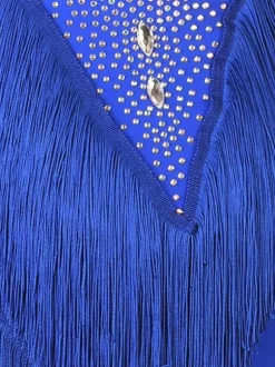 Robes de danse latine Ensemble de femmes bleu royal Lycra Spandex Dress Dancing Wear